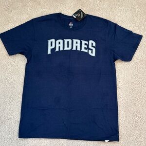 Majestic Navy Padres Manny Machado 13 Jersey Tee with Light Gray Lettering